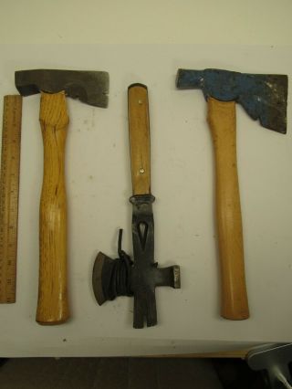3 Vintage Axe - Hatchet - True Temper - Flint Edge - Hammer,  Atco & Swordfish Multi - Tool