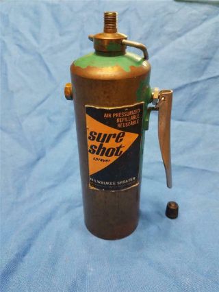 Vintage Brass Milwaukee Sure Shot Sprayer - Air Pressurized Spray Can 6oz