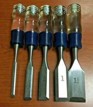 Vintage Sears Craftsman 5 Piece Wood Chisel Set 936829 Made In Usa