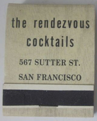 Rare 1960s Full Book Matches From Rendezvous Cocktail Lounge San Francisco Gay