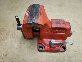 Vintage Wilton 3 - 1/2 Jaw 3 Inch Opening Bench Vice / Swivel Made In Usa