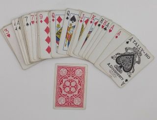 Antique/vintage Playing Cards Deck - A.  Dougherty - Tally Ho C1920s 51 Cards