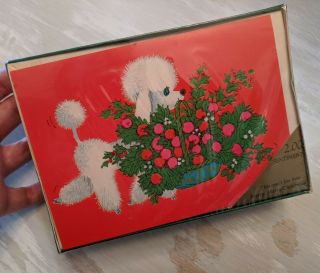 Vintage Norcross Mid Century Poodle Dog Christmas Holiday Cards,  25 Count