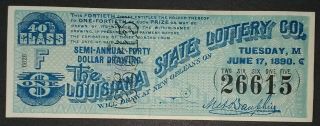 1890 The Louisiana State Lottery 40th Class F - Orleans $1