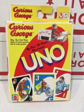 2005 Mattel Curious George My First Uno Card Game - 100 Complete & Good Shape