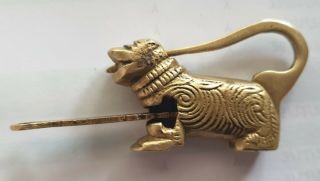 Vintage Brass Foo Dog Padlock With Key
