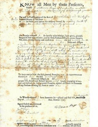 1779 Nh Deed Signed By Two Revolutionary War Soldiers Dunbarton