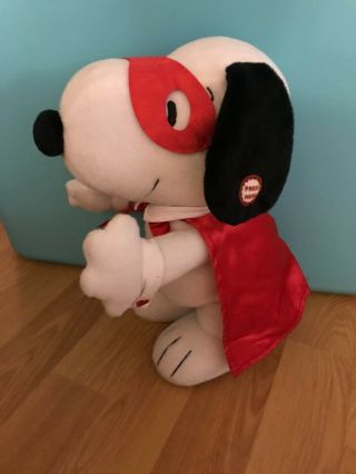 Peanuts Snoopy Plush As The Masked Marvel Red Cape & Mask 12 " Sound & Action