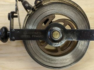 Vintage Lufkin 50 Ft.  Chrome Clad Steel Surveyors Tape Measure Wood Handle 3