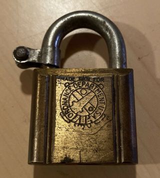 Vintage Brass Yale & Towne Padlock Made For The Department Of Ordinance No Key