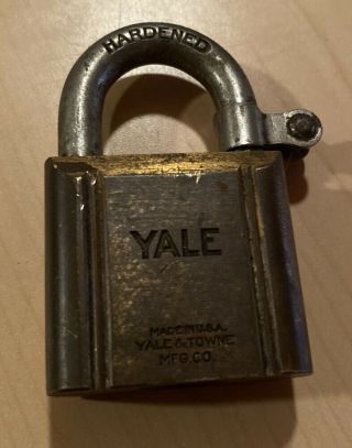 Vintage Brass Yale & Towne Padlock Made For The Department Of Ordinance No Key 2