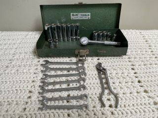 Vintage S - K 1/4 " Socket Set,  Ratchet,  Deep Sockets Metal Case Craftsman
