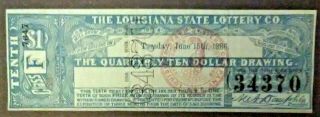 1886 The Louisiana State Lottery 10th Class F $1 - Orleans