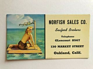 Vintage Pin Up Girl Advertising Blotter By Elvgren - Sos Woman On Raft