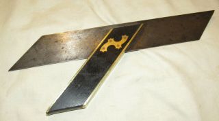 Ebony & Brass & Steel Mitre Square Frost Norwich Old Woodworking Tool Square