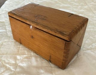 Antique 1889 Oak Wood Folding Instrument Tool Box Vintage Old