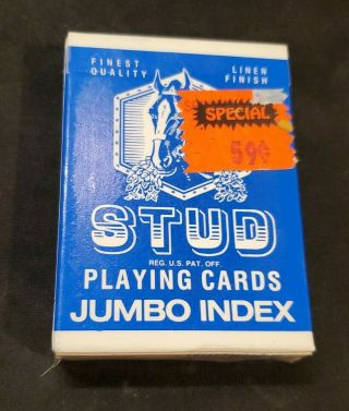 Nos Vintage Stud Playing Cards Blue Distributed Walgreens Linen Nip