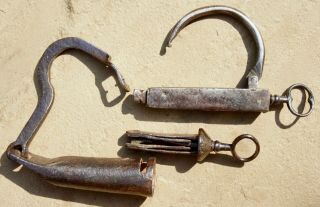 Two 17th Century French Wrought Iron Padlocks And Keys