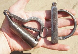 Two 17th Century French wrought iron padlocks and keys 3