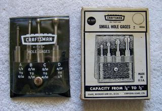 Vtg Sears Roebuck Co.  Craftsman 9 - 4056 4 - Pc Small Hole Gage Set W/box Usa Made