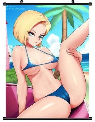 Hot Anime Dragon Ball Z Android 18 Poster Wall Scroll Home Decor 40 60cm