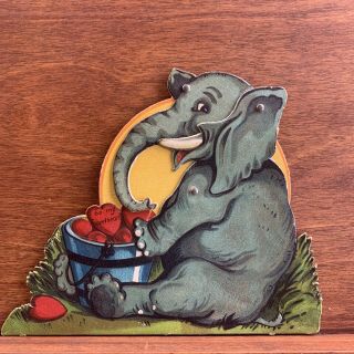 Antique Germany Die Cut Mechanical Elephant Valentine To My Sweetheart
