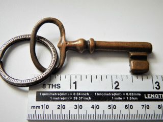 Rare Model,  3 " Antique French Bronze Key,  Lock,  Padlock,  Made 19th Century