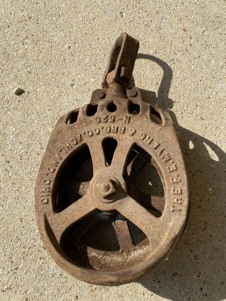 Antique Myers Center Drop Pulley Cdp Carrier Trolley Cast Iron Barn Ashland H529