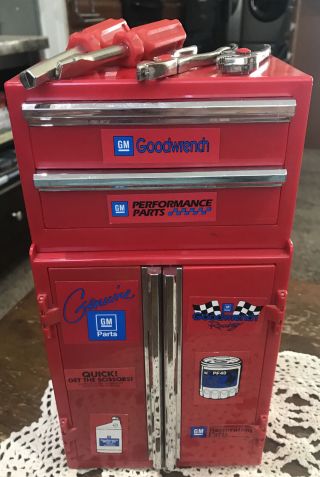 Vintage 1995 Funrise Toy Tool Box Gm Goodwrench 2pc Tool Box With 4 Mini Tools