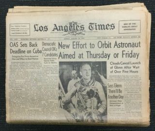 John Glenn - Mercury Space Flight - HUGE Sunday 1962 Los Angeles Times Newspaper 2