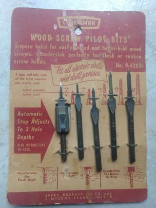 Vintage Craftsman Wood Screw Pilot Bits Set Sears,  Roebuck & Co.