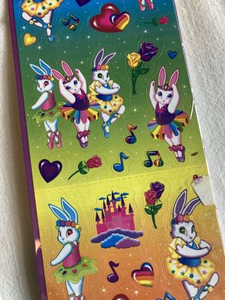 Vtg Lisa Frank BUNNY Stickers Ballerina NOS Collect Rare Rabbits Roses Heart 3