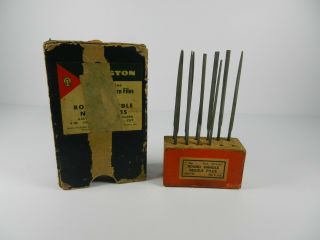 Vintage Disston 1 Dozen Round Handle Needle Files 4 In.  No.  0 Cut Made In Usa