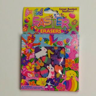 Vtg Lisa Frank Mib Easter Eraser Set Bunnies Eggs Flowers Holiday Erasers Kitten