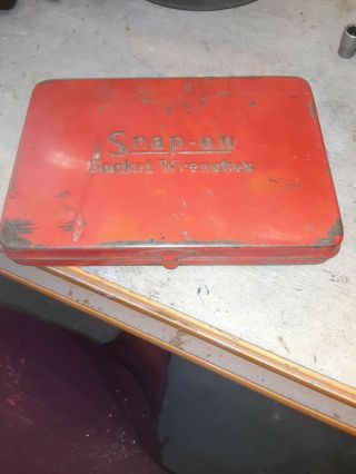 Vintage Snap On Red Metal Socket Wrench Box ¼” Drive Approx 5 1/2 " X8 "