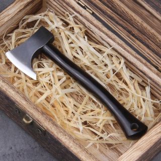 Small Vikings Axe Wooden Handle With Iron Axe And Viking Wooden Box