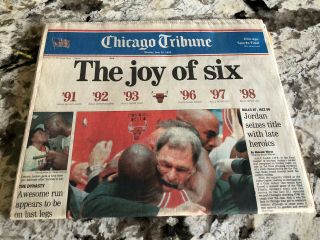 Chicago Tribune June 15 1998 The Joy Of Six Nba Champion Bulls Michael Jordan