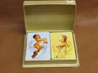 Cowgirl Pin - Up Playing Cards Two Deck Set Brown & Bigelow Quick On The Draw