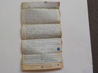 Antique Document 1851 Limerick York County Maine Red Seal Land Real Estate Paper