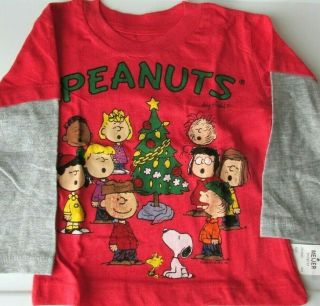 Snoopy Christmas Peanuts One Piece T Shirt 4t Toddler Red Long Sleeve