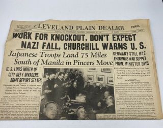 Cleveland Plain Dealer Wednesday December 24 1941 World War Ii Churchill Troops