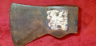 Antique 3 1/2 Lbs Pound Collins Axe Head With Paper Label Jersey Pattern