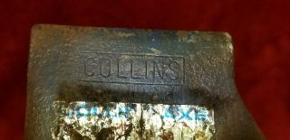 ANTIQUE 3 1/2 lbs POUND COLLINS AXE HEAD WITH PAPER LABEL JERSEY PATTERN 3