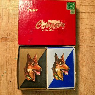 Vintage Double Deck Of German Shepherd Dogs Portrait Us Canasta Playing Cards