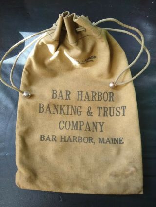 Vintage Canvas Coin Bag For Bar Harbor Banking & Trust Co.  Bar Harbor,  Maine