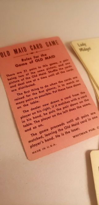 1940 - 50 ' s Old Maid Card Game Whitman 3009 Complete Cards With Rules and Box 3