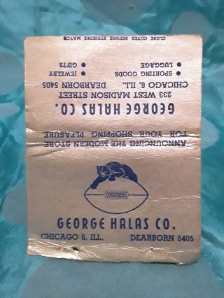 George Halas Co.  Chicago Bears 1947 Matchbook Cover Football Advertising