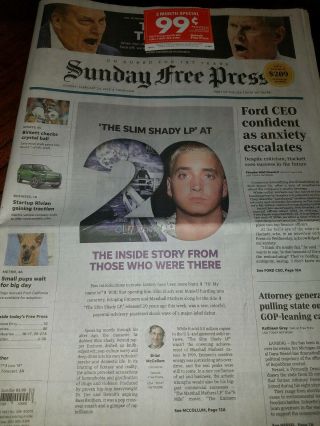 Eminem Slim Shady Lp 20 Years Detroit Press Article