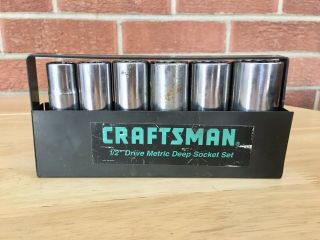 Vintage Craftsman 6 Pc 1/2 " Drive Deep 12 Point Metric Socket Set G Series Usa