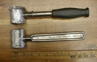 2 Vintagecook Lead Head Hammers,  3lb.  3.  6oz Rubber Grip,  2lb.  13.  9oz Steel Handle